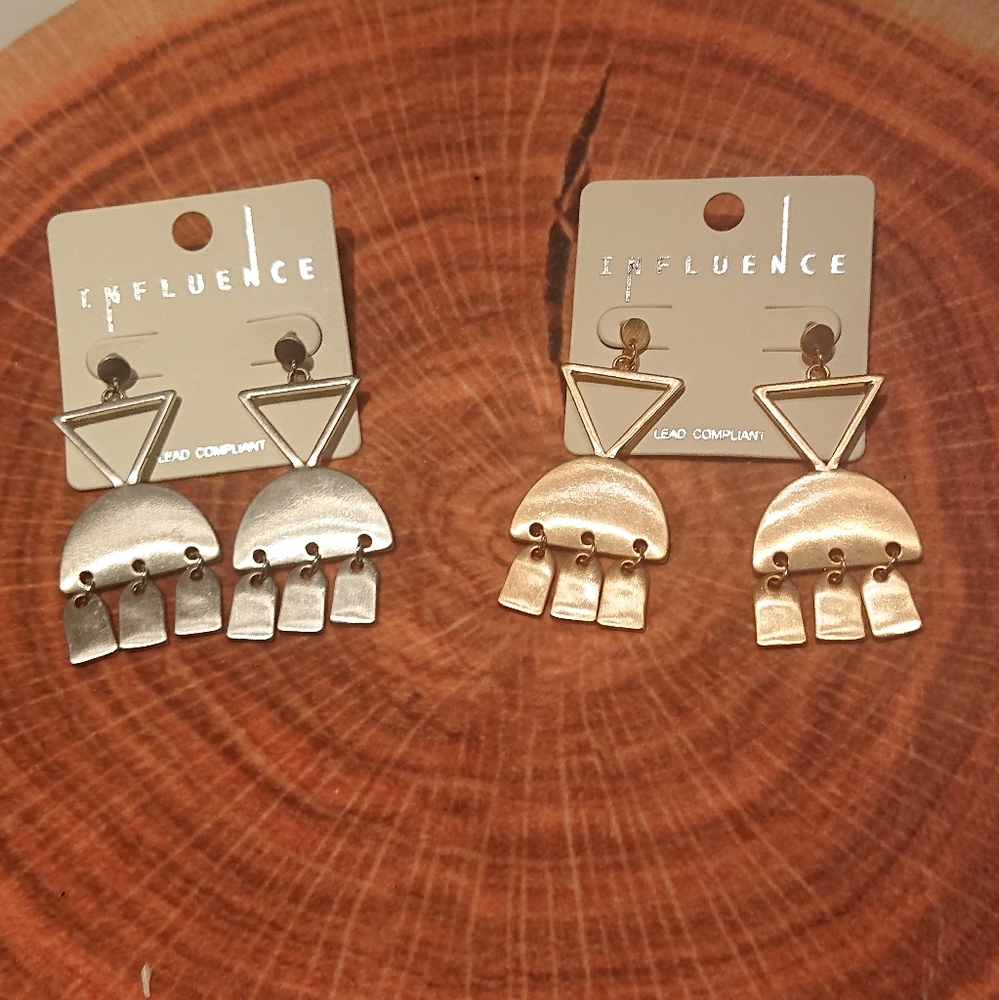 Influence earrings gold and silver tones. NWT.